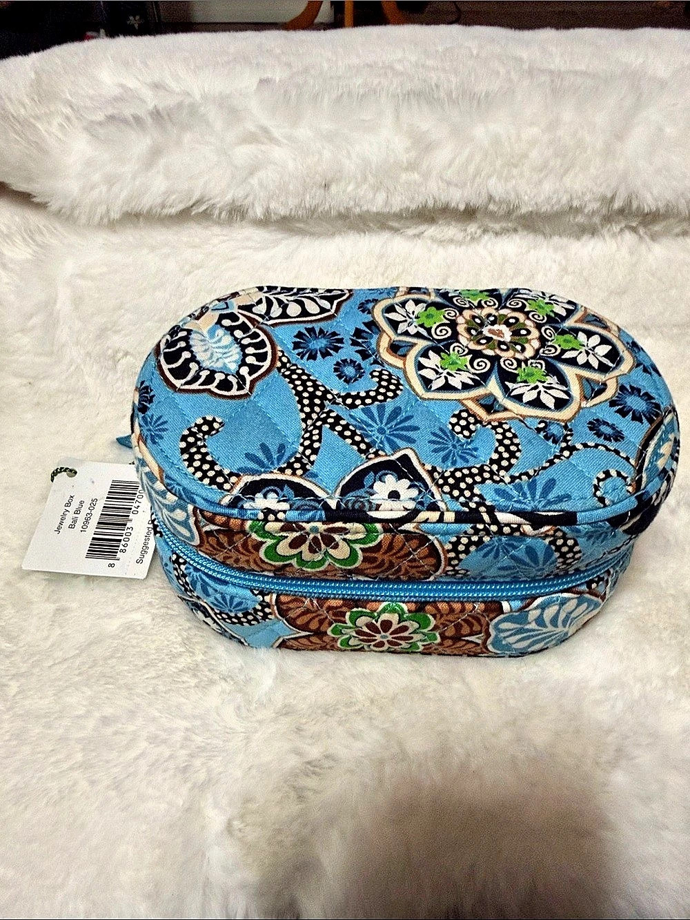 Vera Bradley Jewelry Box Cosmetic Case Blue & Brown NWT